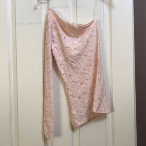 Beautiful one sleeve shirt-lace!! Pale peach color